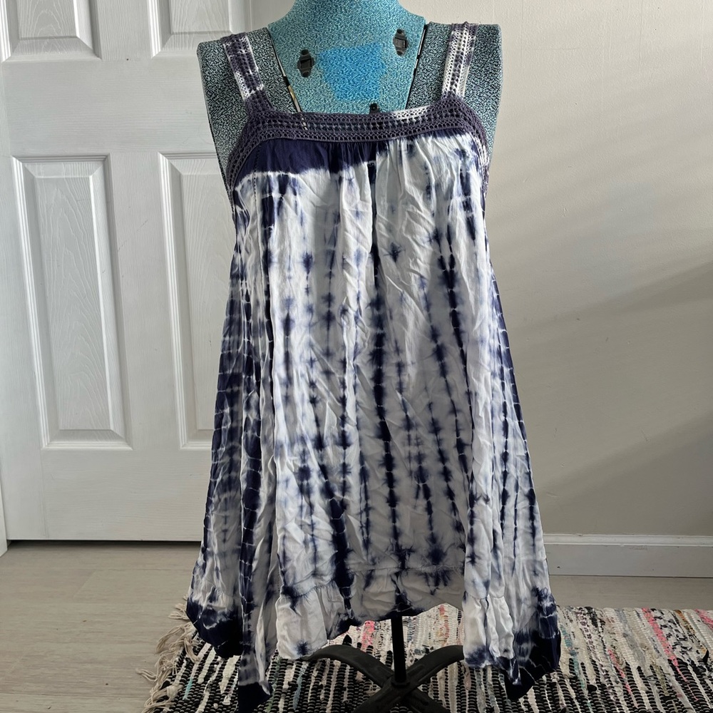 Navy and White Tie Dye Sundress